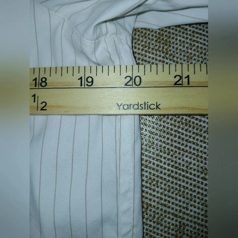 Lafayette 148 womens Small white pinstripe long sleeve button down shirt office - Picture 8 of 9